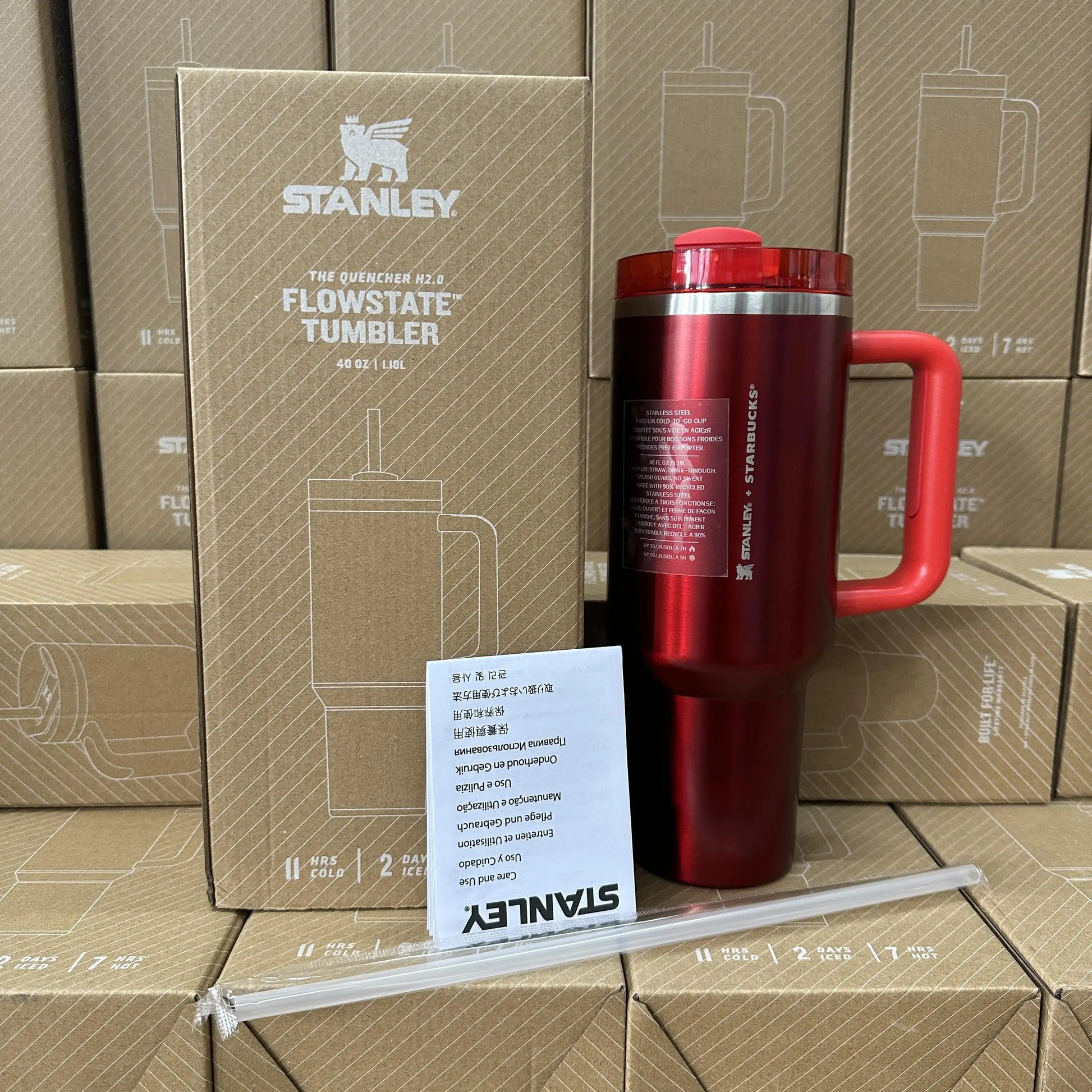 Stanley 40 Oz Red Starbucks Tumbler H2.0 Quencher