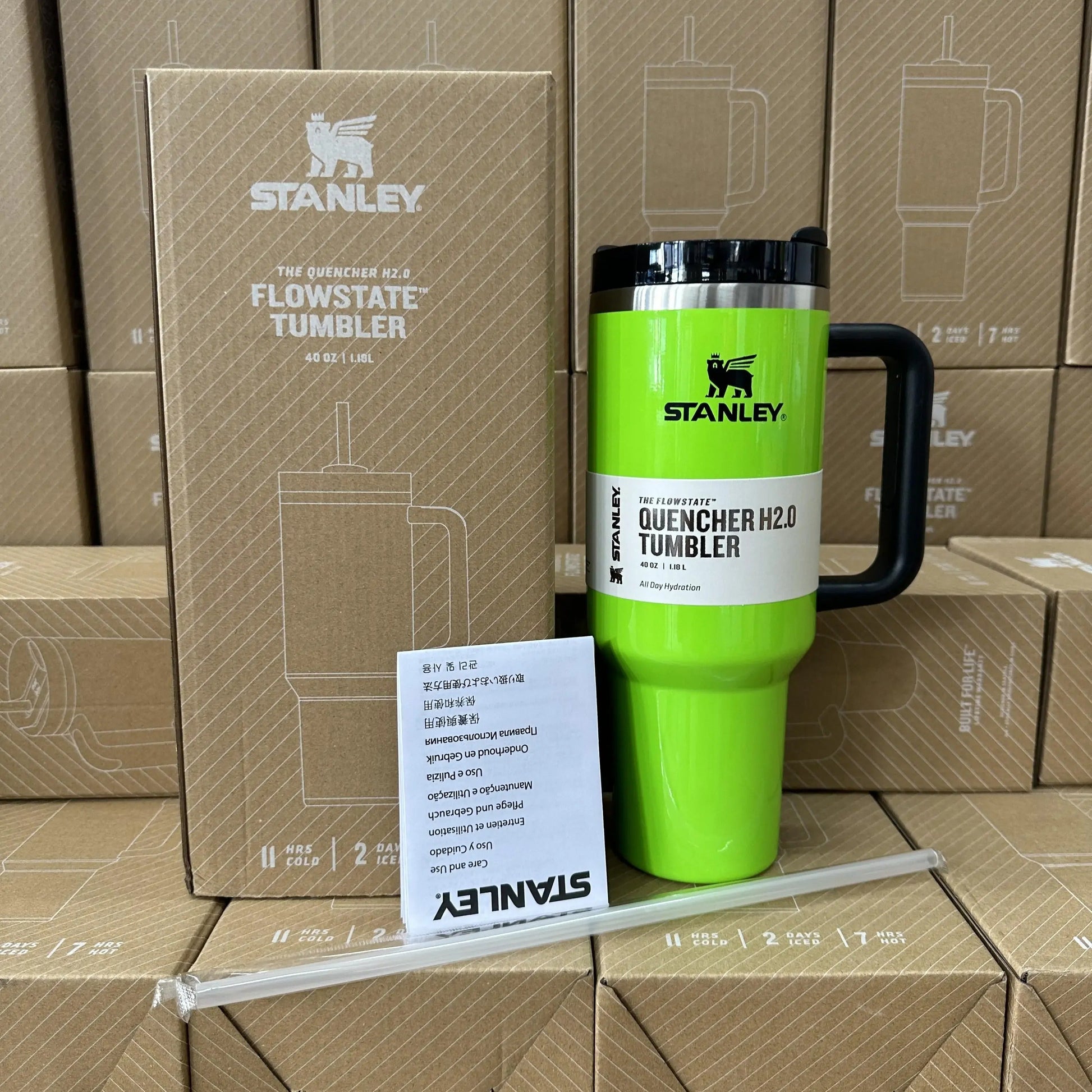 Stanley Neon Green 40 oz Quencher Special Spring Fling