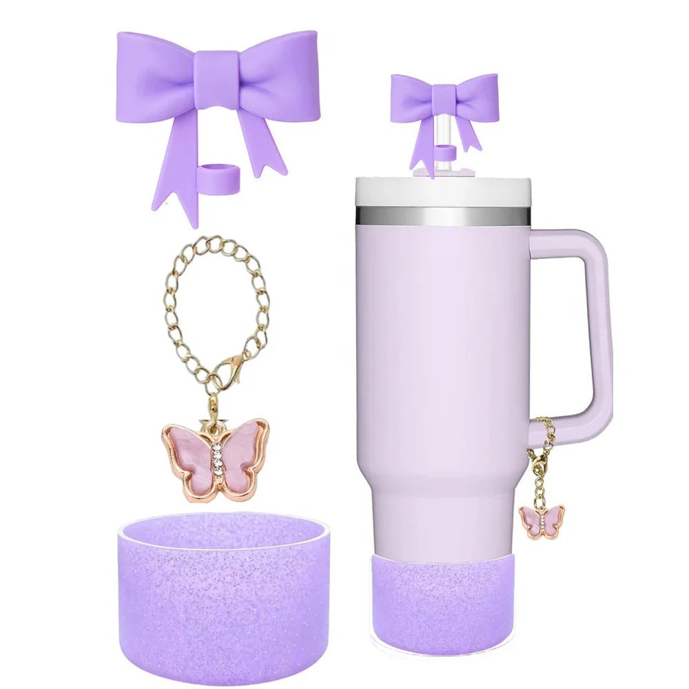 Diamond Butterfly Charm Tumbler Set